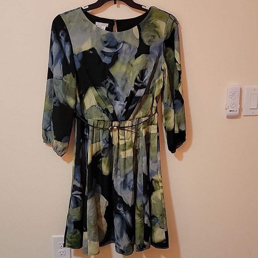 London Times longsleeve dress Size 12 chiffon midi dress
